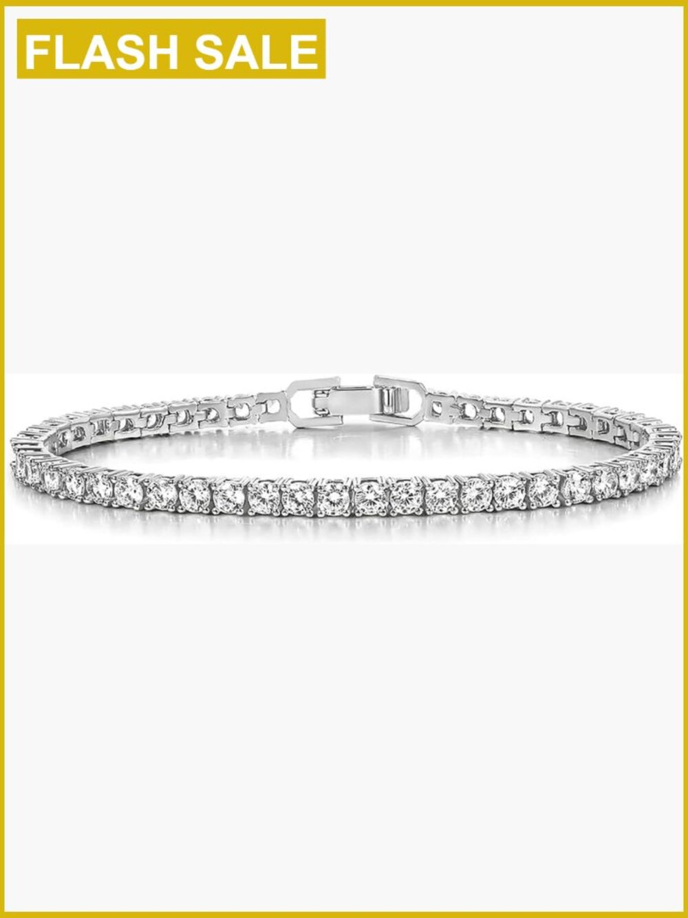4mm Tennis Bracelet for Women 18K Gold Plated CZ Bracelet 4 Prong Fold Over
